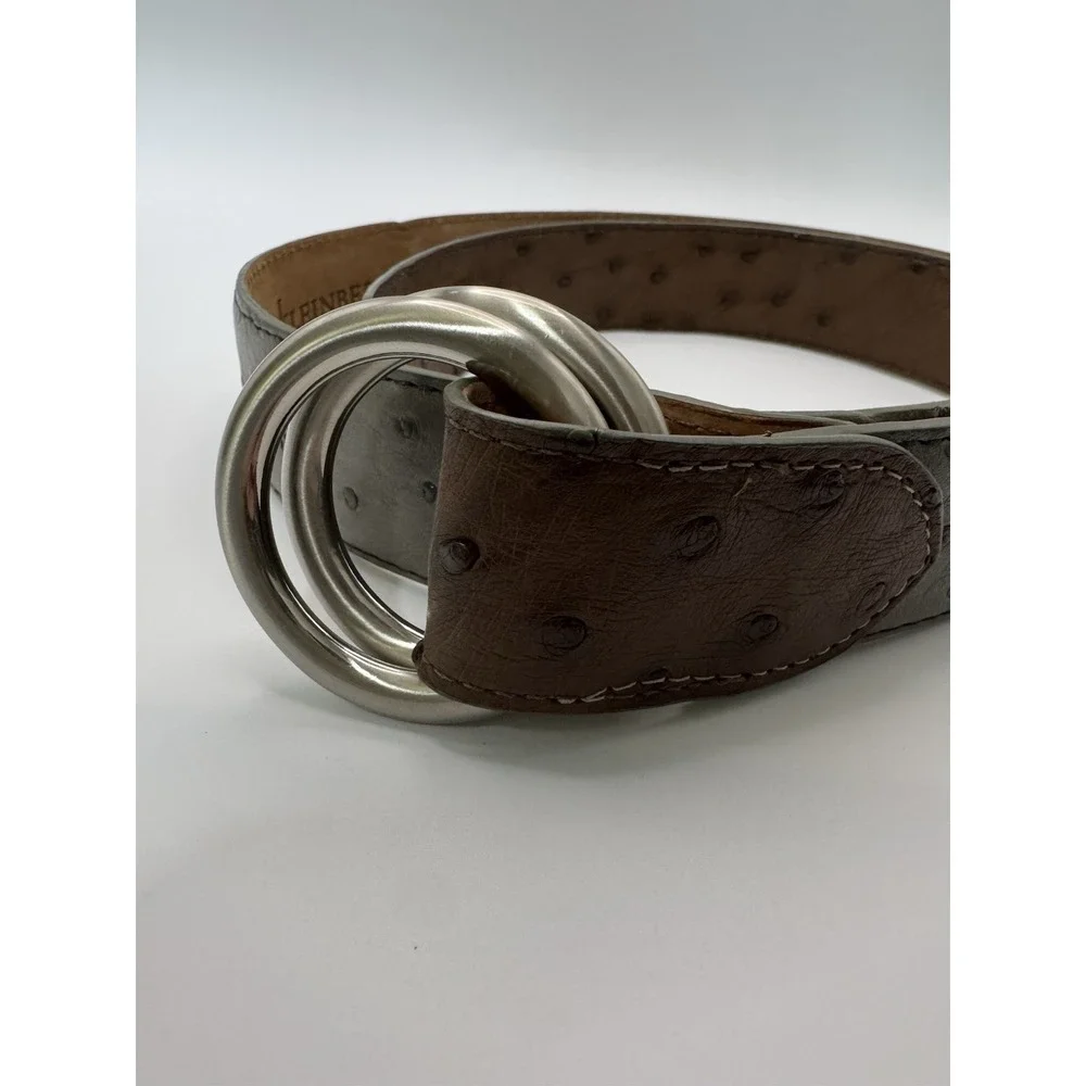 W Kleinberg O Ring Loop Belt Gray‎ Ostrich Leather Belt Sz 34 Designer Custom